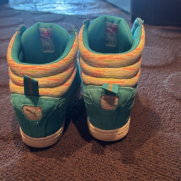 Puma wedge sneaker women’s sz 7.5 turquoise suede - Picture 2 of 4